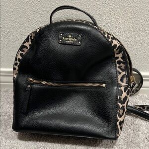 Kate Spade Black and Leopard Print Backpack